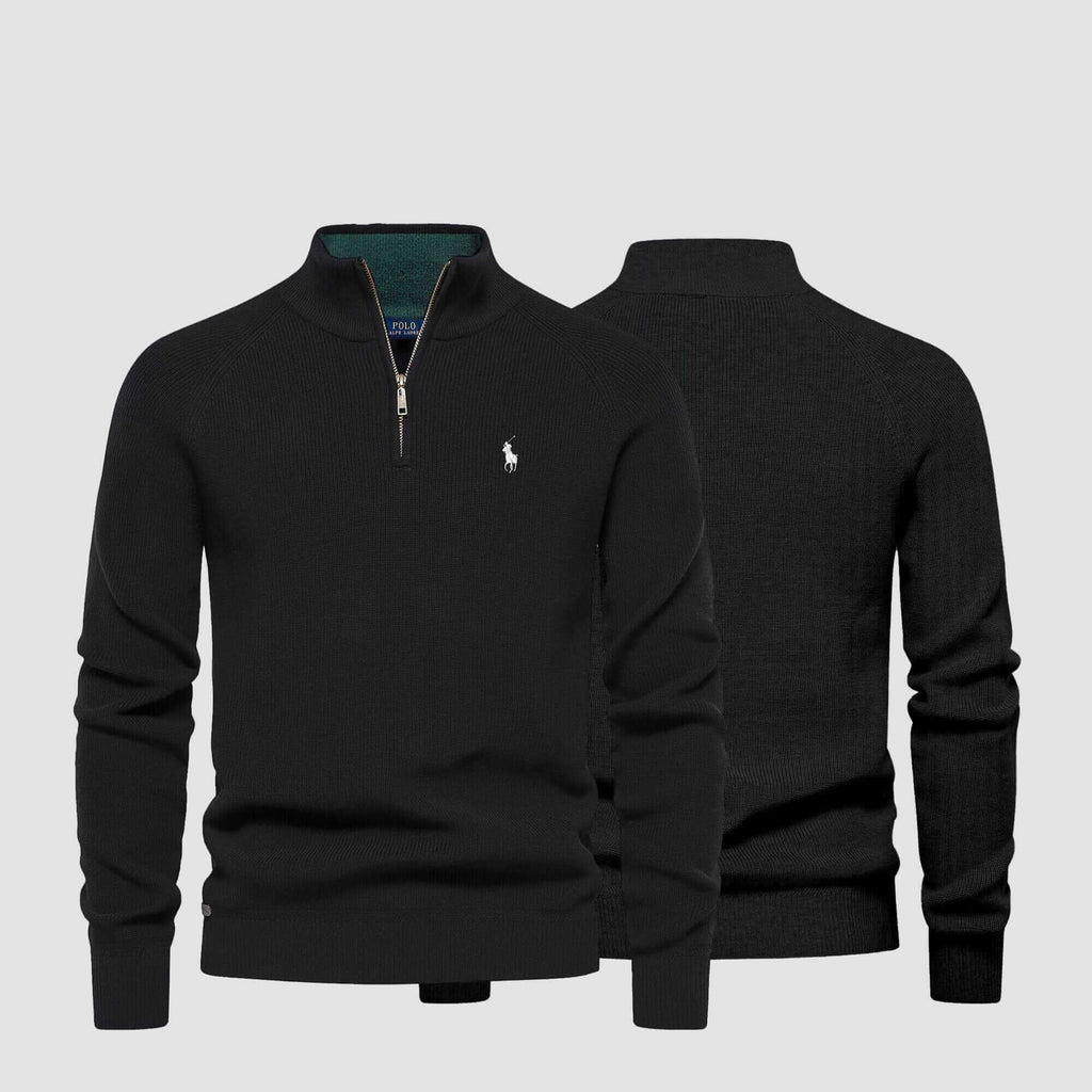 Ralph Lauren Raffinierter Rippstrick-Pullover mit Reißverschluss